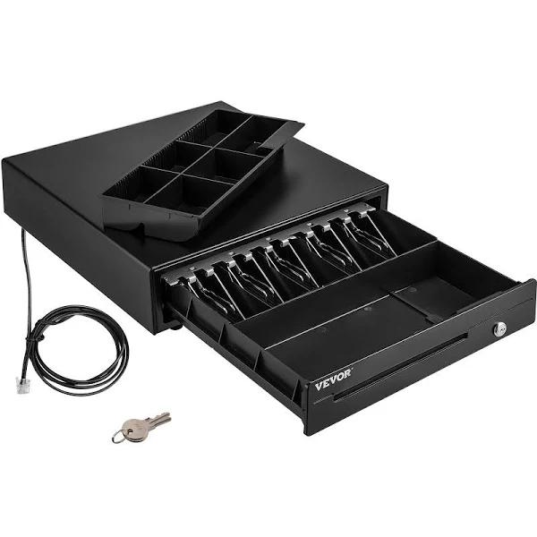 VEVOR Cash Register Drawer 16" 12 V For POS System With 5 Bill 6 Coin Cash Tray Removable Coin Compartment & 2 Keys Included RJ11/RJ12 Cable For