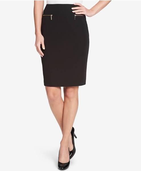 Tommy Hilfiger Women's Career Skirt Black Zip-Accent Pencil Skirt 8