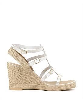 David Jones Edward Meller Marcelle Multi Buckle Espadrille in Offwhite, Size 42 EU