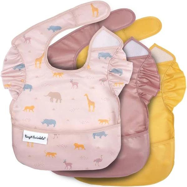 Tiny Twinkle - Mess - Proof Easy Bib 3 Pack - Petite Safari Set