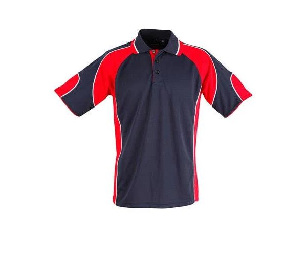 Loki | Mens CoolDry Contrast Short Sleeve Panels Polo Navy+Red 2XL