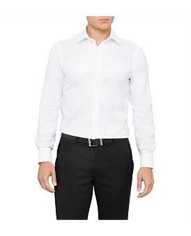 Hardy Amies Mini Herringbone Slim Fit Business Shirt White