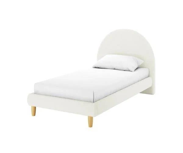 Fausta Bouclé Bed Frame with Arch Headboard - Cream White - Single - Cream White