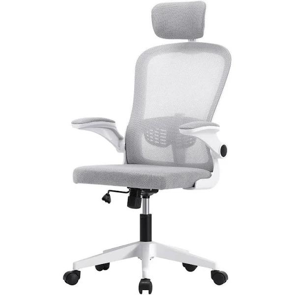 Oikiture Mesh Office Chair Executive Fabric Gaming Seat Racing Tilt Computer White