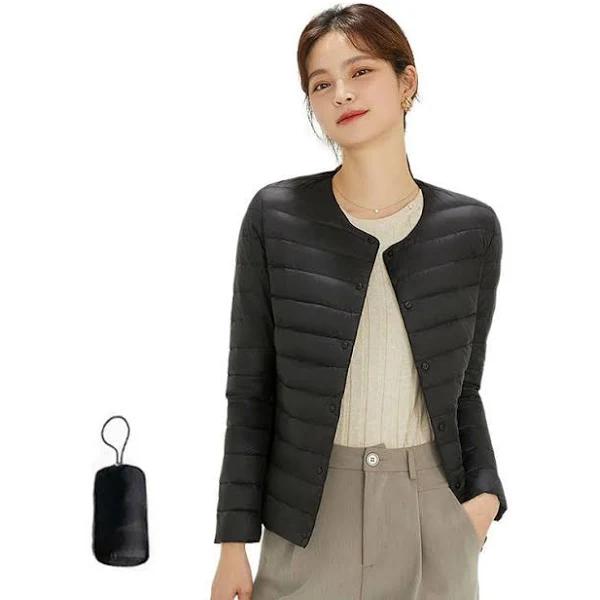 Lookbook Womens Down Jacket Packable Lightweight Two Wear Waterproof Coat-Black - XL - AfterPay & zipPay Available