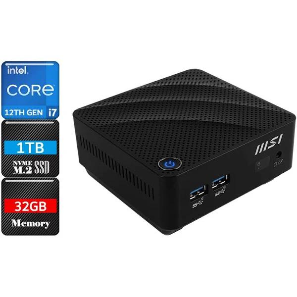 MSI Cubi 5 12M Intel Core I7 Mini PC, i7-1255U/32GB RAM/1TB NVMe SSD/Windows 11 [Cubi 5 12M-007BAU-A6W]