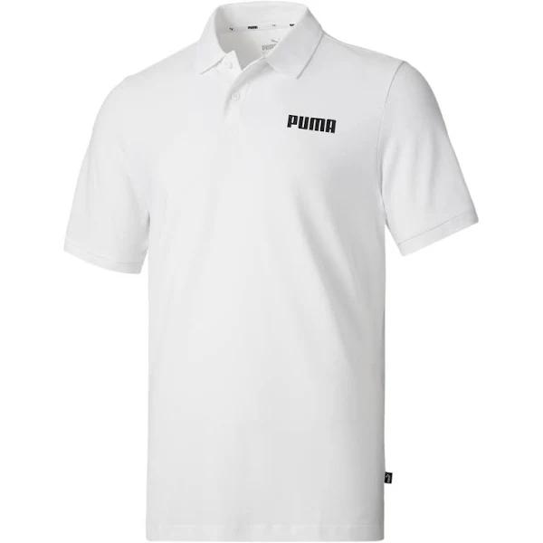 Essentials Pique Men's Polo Top in White, Size Medium, Cotton/Elastane by Puma