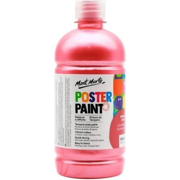 Mont Marte Poster Paint 500ml Metallic Coral