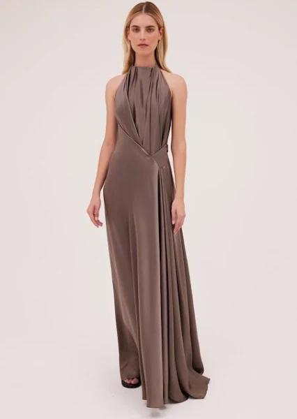 David Jones Bianca Spender Silk Isabella Gown in Bronze, Size 4 AU