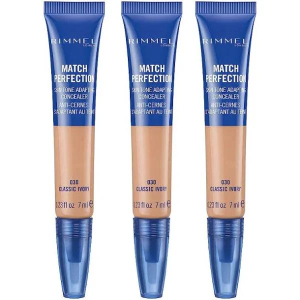 Shop Online - 3x Rimmel Match Perfection Concealer 7ml 030 Classic Ivory - Makeup Warehouse