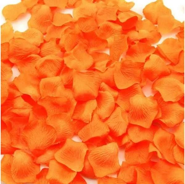 144pcs Artificial Silk Petals Flowers Rose Wedding Flower Girl Basket Decoration, Orange