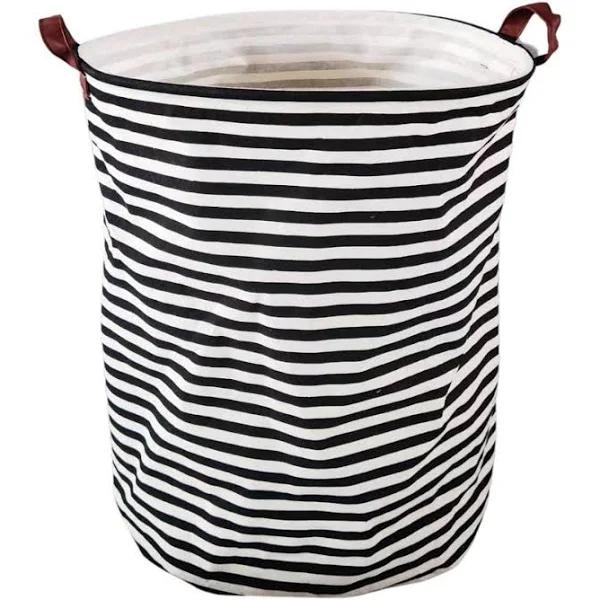 GOMINIMO Laundry Basket Round Foldable (Black Line)