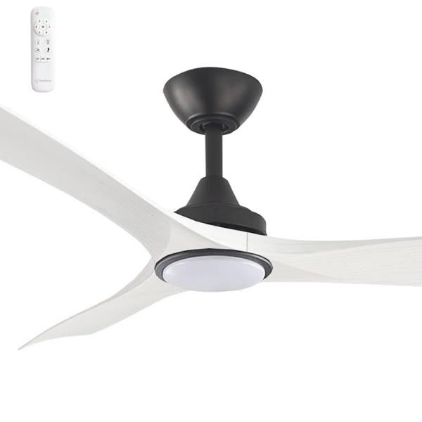 ThreeSixty 52" Spitfire DC Ceiling Fan with Black Motor and 18W CCT LED Light White Wash Blades | ThreeSixty | Lighting Illusions