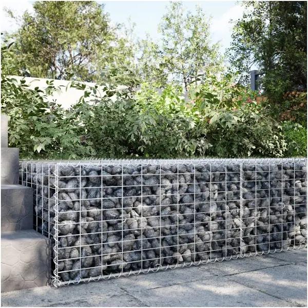 vidaXL Galvanised Iron Gabion Basket with Cover - 100 x 100 x 50cm