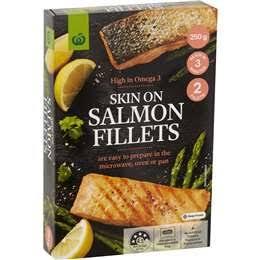 Woolworths Frozen Salmon Fillets Skin On 250g