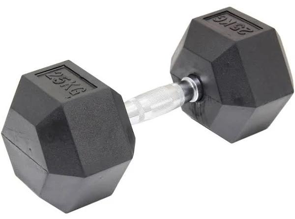 25KG Commercial Rubber Hex Dumbbell Gym Weight