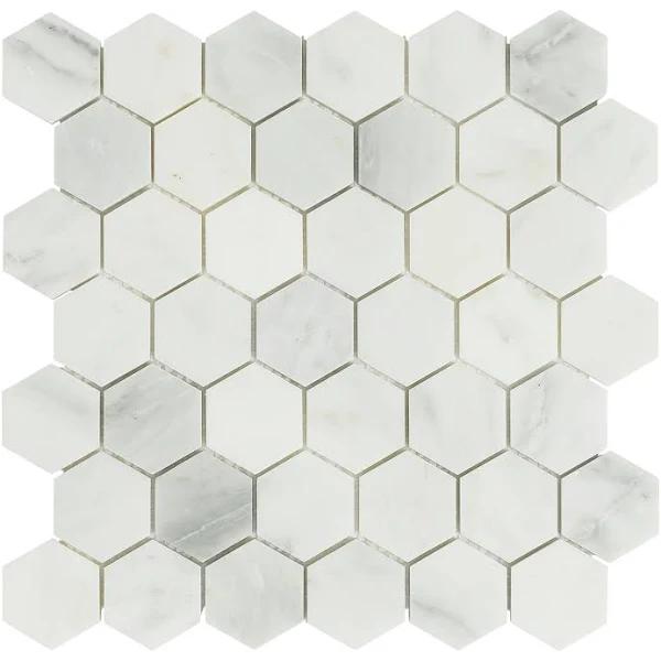 White Hexagonal Marble Mosaic Tile - The Build