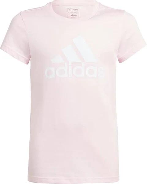 adidas-Essentials Big Logo Cotton Tee-Kids-Clear Pink / White-13-14