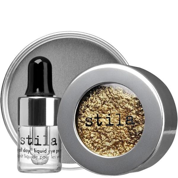 Stila Magnificent Metals Foil Finish Eye Shadow With Mini Stay All Day Liquid Eye Primer - Vintage Black Gold 2pcs