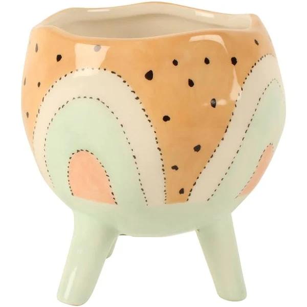 Riley Ceramic Plant Pot with Feet - Mint