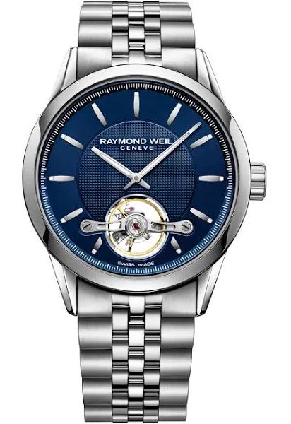 Raymond Weil Men's Freelancer Navy Blue & Stainless Steel Automatic Bracelet Watch Silver