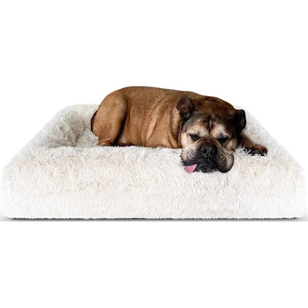 Memory Foam Dog Bed - Cream Shag Large