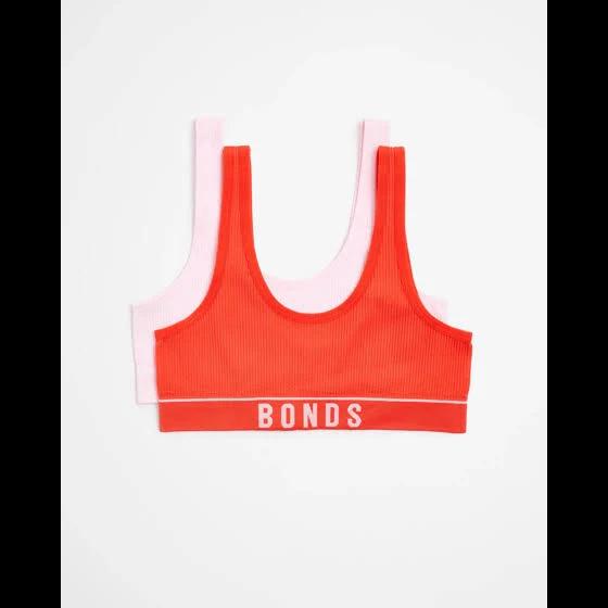 Bonds Girls Retro Rib Tank Crops 2 Pack