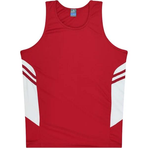 Tasman Mens Singlets Red/White / S