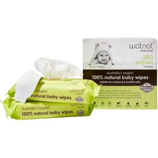 Wotnot All Natural Baby Wipes 4x70 Pack