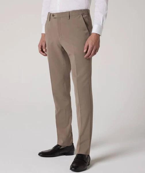 Politix Slim Stretch Wool Blend Tailored Pant in Mushroom Brown 28