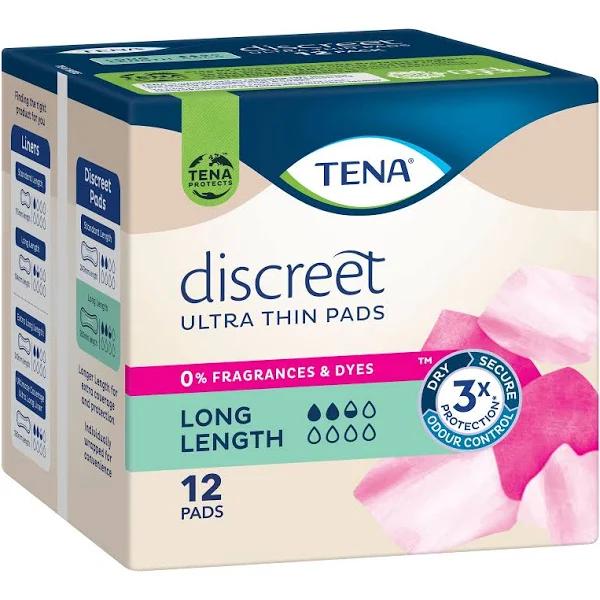 Tena Discreet Long Length Ultra Thin Pads 12 Pack