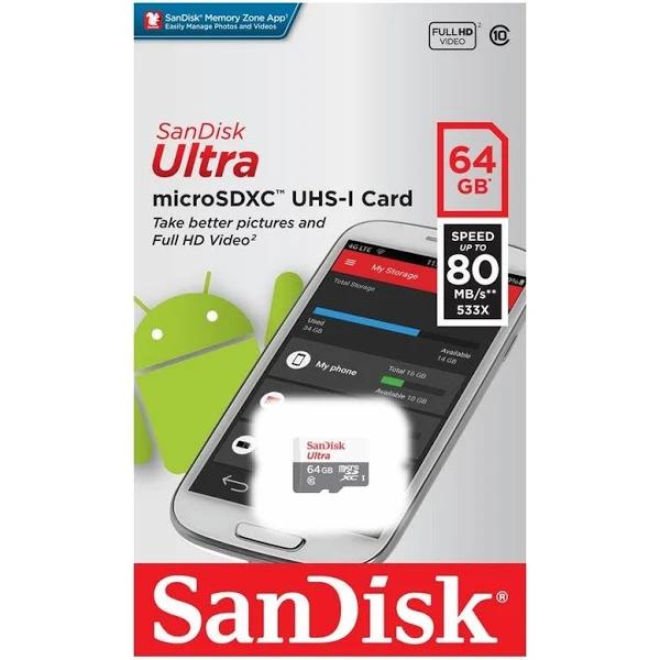 SanDisk Ultra 64GB Micro SD Card 80MB/s