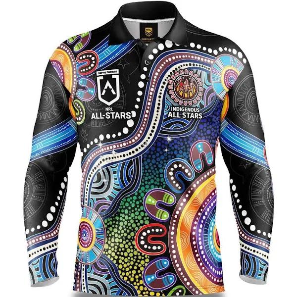 NRL 2023 Long Sleeve Fishing Polo Tee Shirt - Indigenous All Stars - Youth