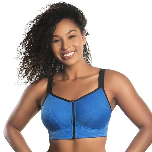 Parfait Wave Wirefree Zip Front Sports Bra - Nautical Blue - 10C