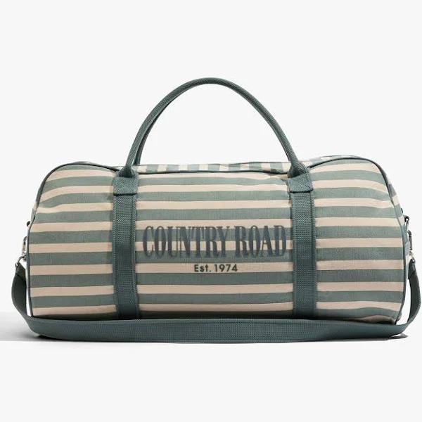 Country Road Australian Cotton Flocked Stripe Logo Tote Eucalyptus AU645294