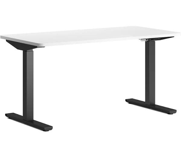 Lazy Maisons 120kg Motorised Electric Height Adjustable Standing Desk - Black Frame - White Desktop 150cm