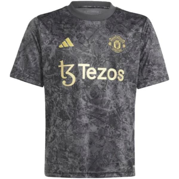 Manchester United Adidas Stone Roses Pre Match Top - Black Kids