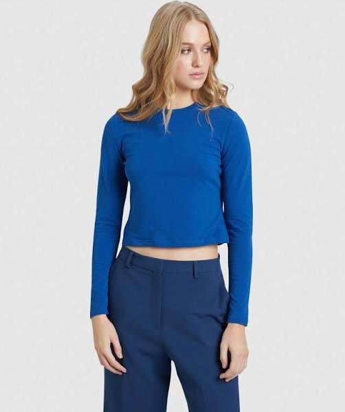 Oxford Claudie Crop Long Sleeve T-Shirt in Blue 6