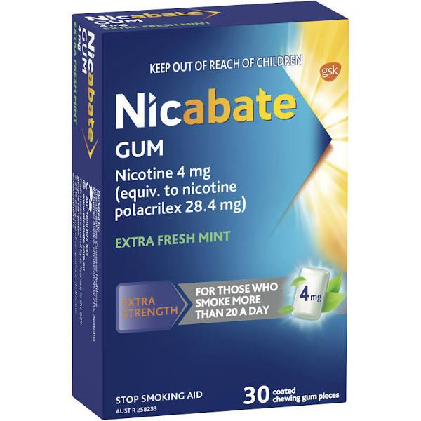 Nicabate Extra Fresh Mint Gum 4MG 30 Pack