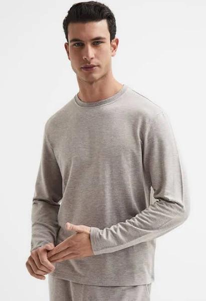 Mens Reiss Adam Melange Crew Neck Jumper - Brown