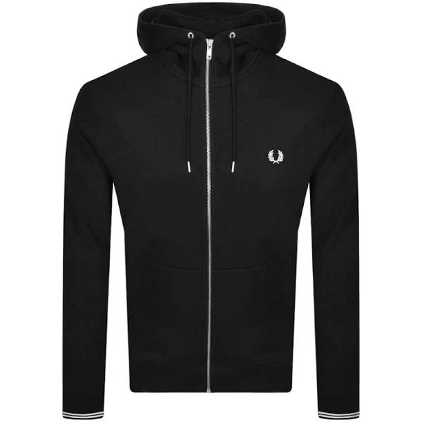 Fred Perry Hooded Zip Through Sweatshirt Black