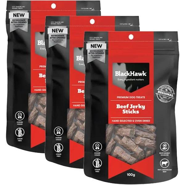 Black Hawk Beef Jerky Stick Treats for Dogs 300g by Budget Pet Products