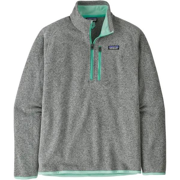 Patagonia Better Sweater 1/4 Zip Jacket Grey Turquoise Blue - XS