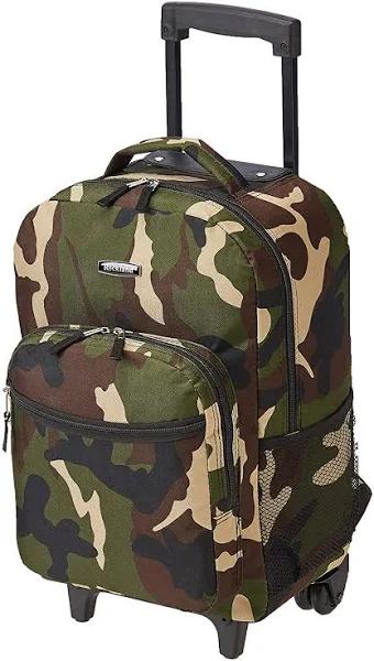 Rockland Double Handle Rolling Backpack Camouflage 17-inch