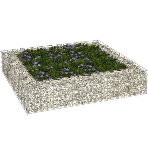 vidaXL Gabion Raised Bed Galvanised Steel 100x100x20 cm