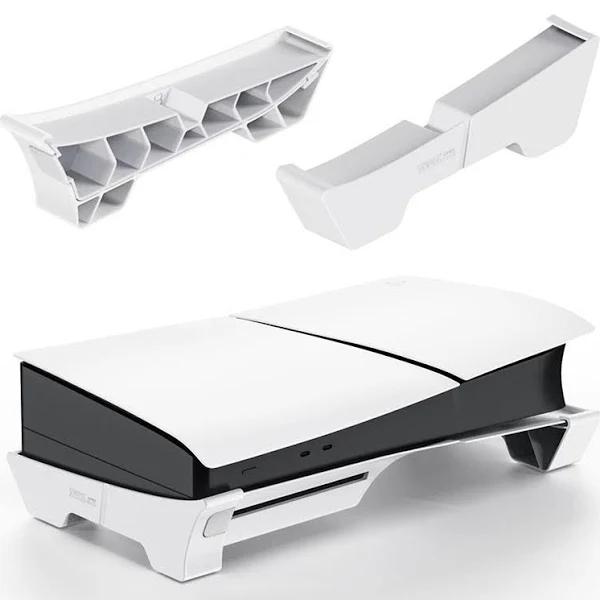 Denstyle Horizontal Stand for PS5 Slim Console, PS5 Slim Base Stand Accessories Compatible with PS5 Disc & Digital Editions - Minimalist Design White