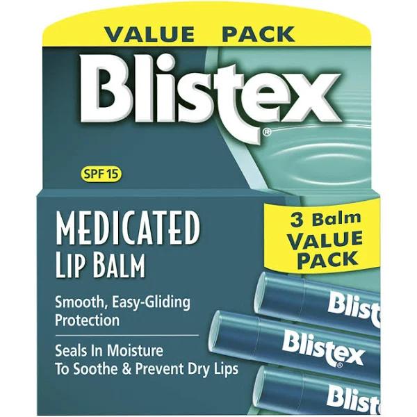 Blistex Medicated Lip Balm SPF 15, Value Pack 3 ea