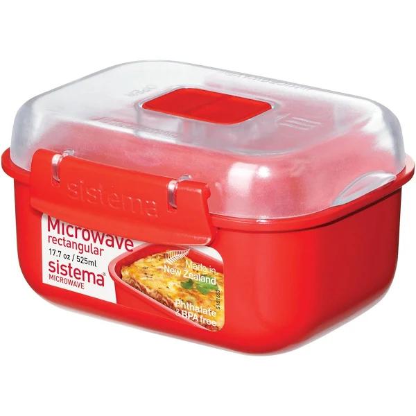 Sistema Rectangle Microwave Container | 525 ml | BPA-Free | Red/Clear