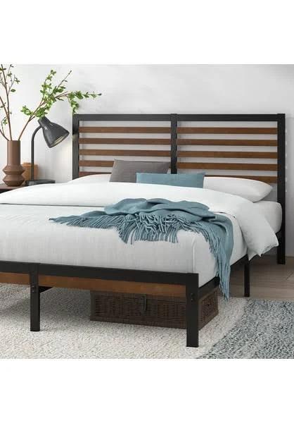 Zinus Bed Frame Double Size Bamboo and Metal Bed Base Hybrid Platform With Footboard Kai - AfterPay & zipPay Available