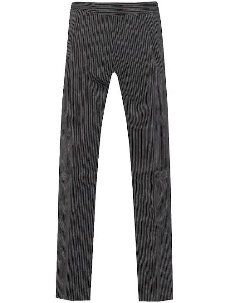 Dobell Mens Black and Grey Striped Morning Suit Wedding Trousers Regular Fit Wool Blend Black/Grey 28 Long